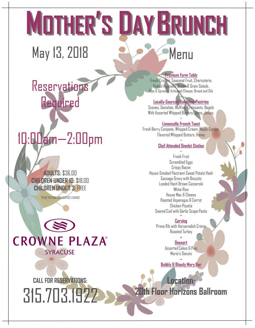 Mother's Day Brunch Syracuse NY Crowne Plaza Hotel Syracuse, NY